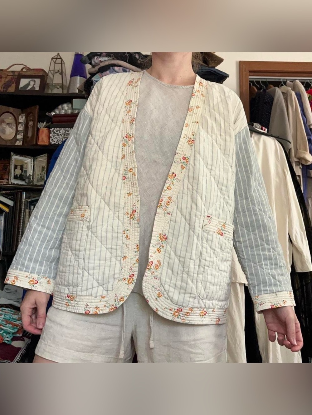 2019 Madewell x The New Denim Project Cotton Patchwork Quilted Jacket S Fall - Picture 9 of 16